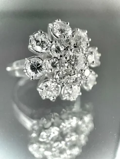 Bague marguerite or blanc diamants