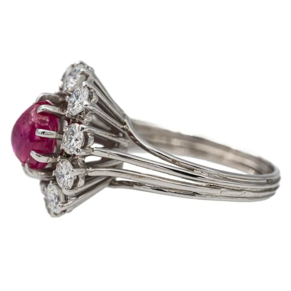 Bague Marguerite Or blanc Rubis