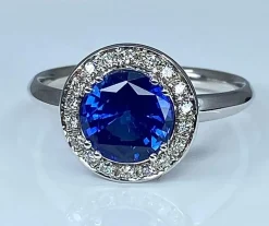 Bague Marguerite Or blanc Saphir et Diamants