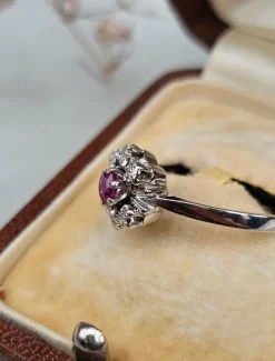 Bague marguerite or blanc rubis