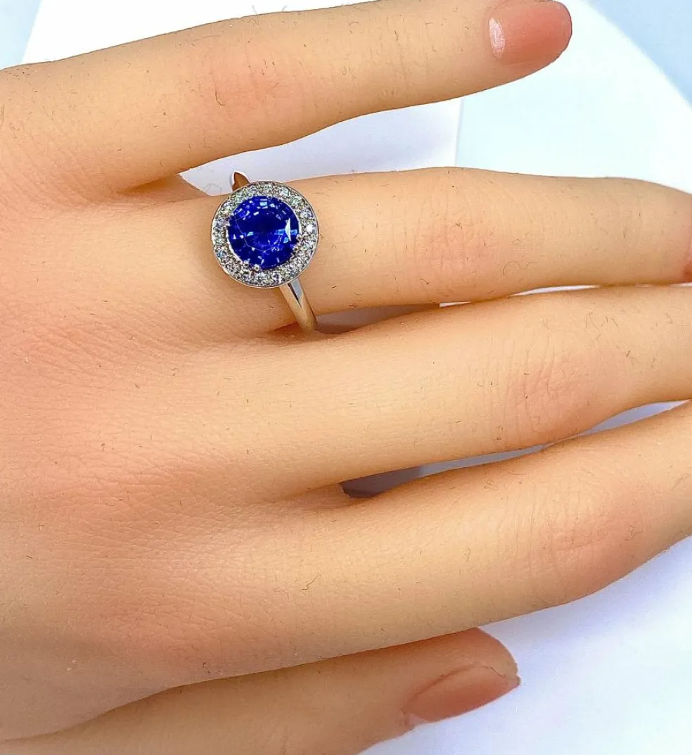 Bague Marguerite Or blanc Saphir et Diamants