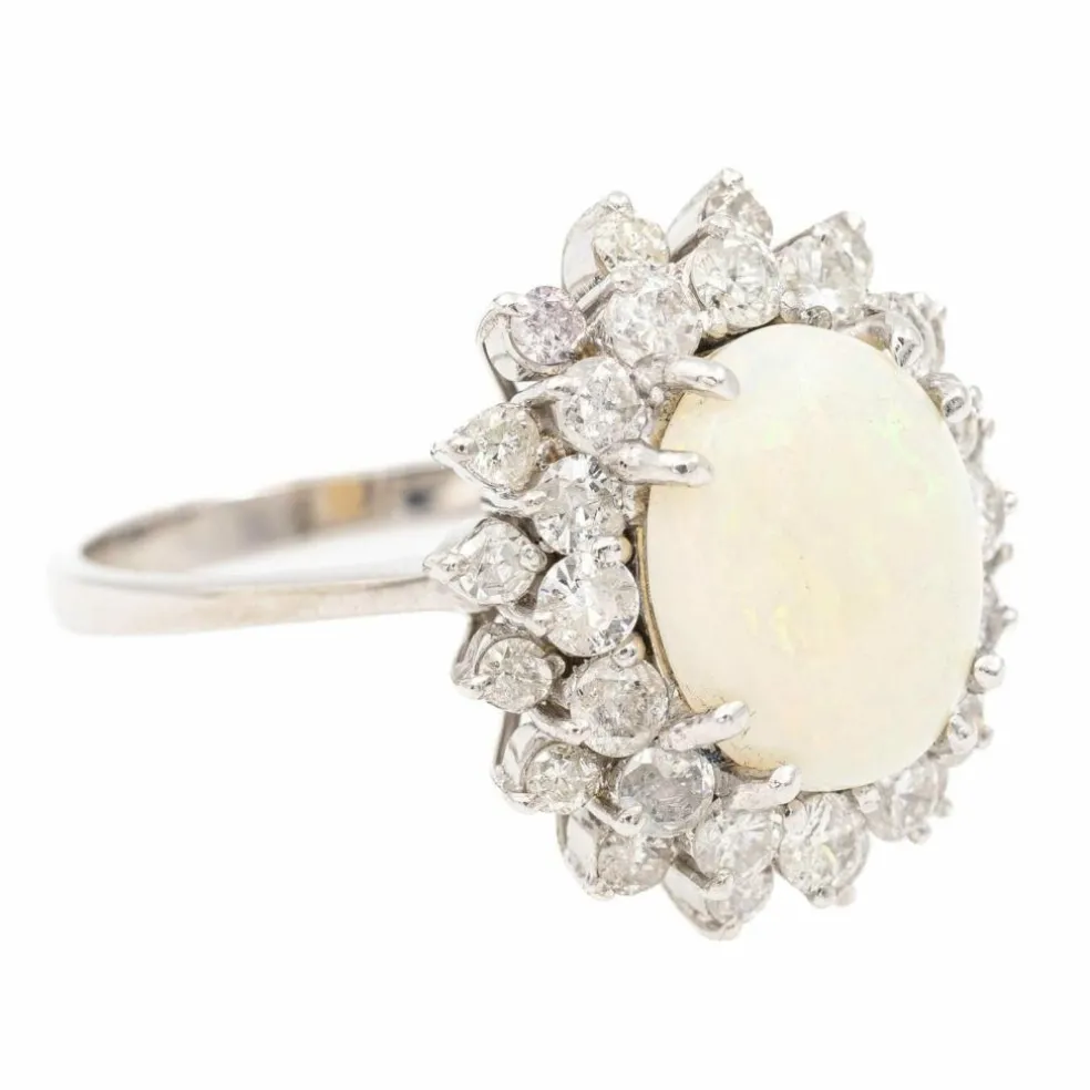 Bague Marguerite Or Blanc Opale