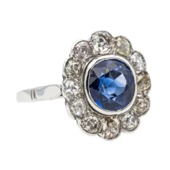 Bague Marguerite Or blanc Saphir