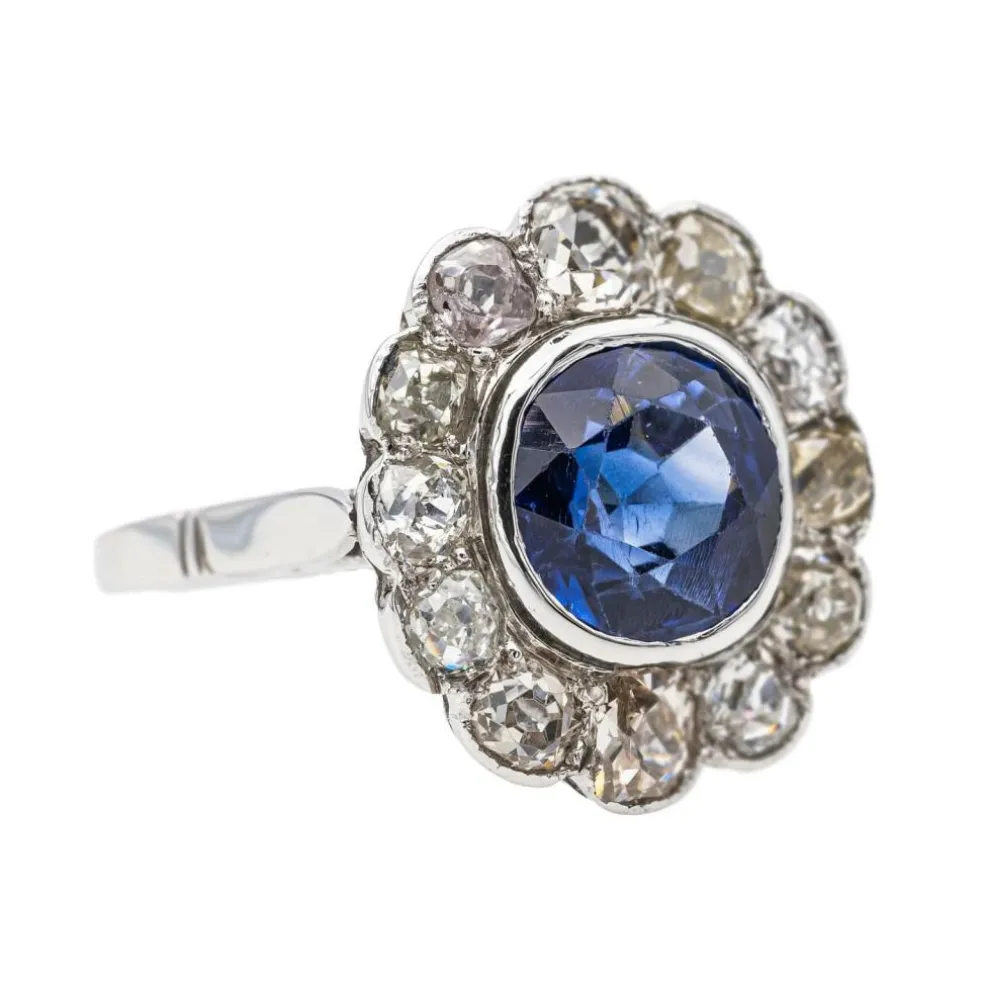Bague Marguerite Or blanc Saphir