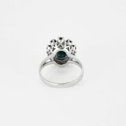 Bague marguerite or blanc, saphir et diamants