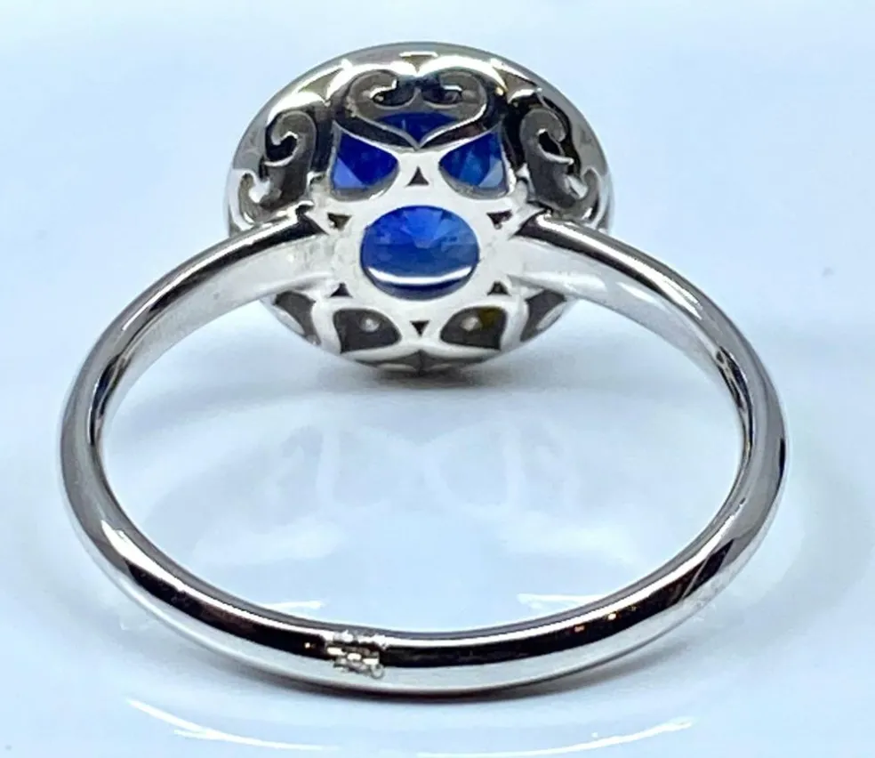 Bague Marguerite Or blanc Saphir et Diamants
