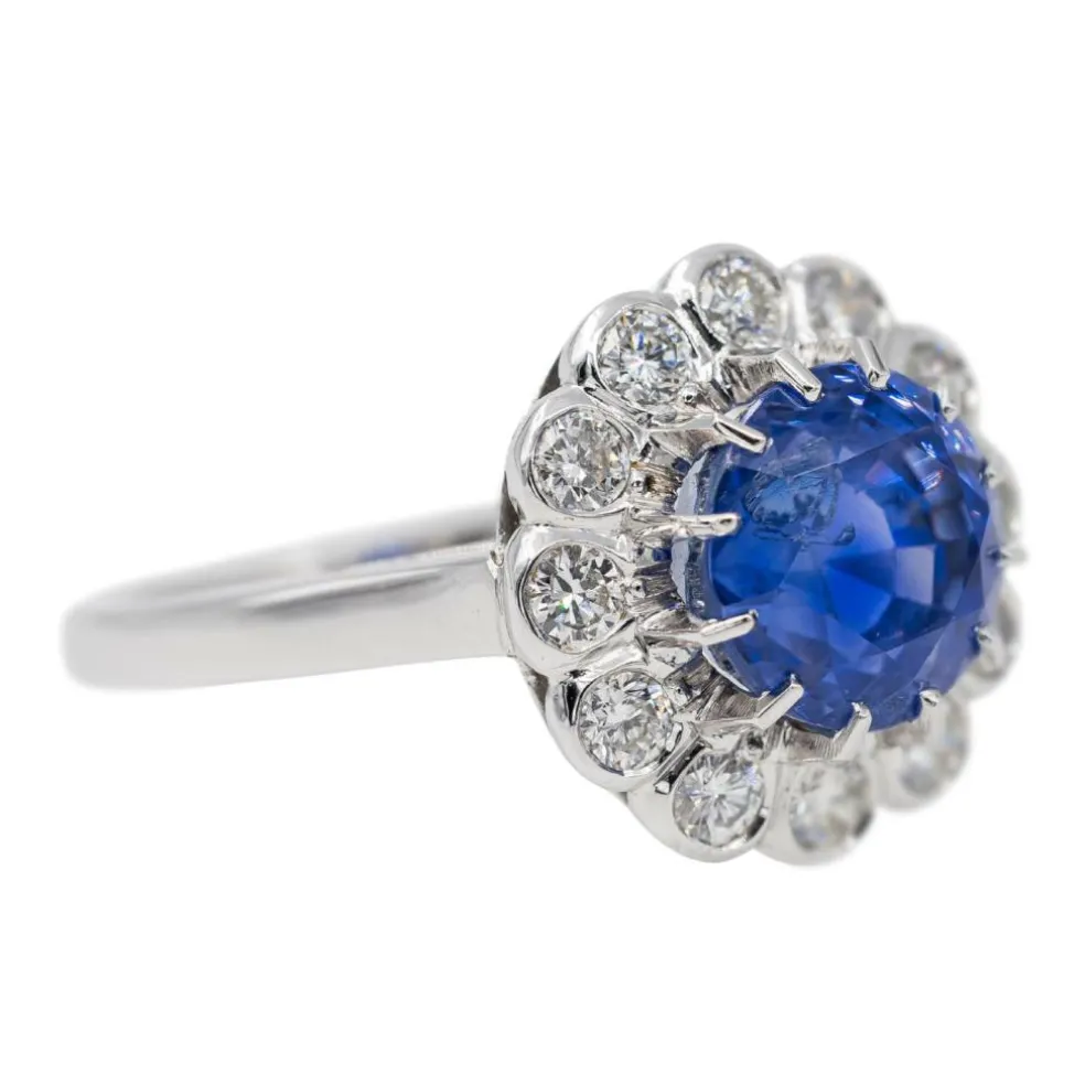 Bague Marguerite Or blanc Saphir