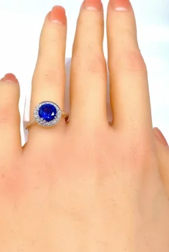 Bague Marguerite Or blanc Saphir et Diamants