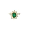 Bague Marguerite or gris et jaune, diamants et émeraude