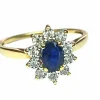 Bague marguerite or jaune, saphir, diamants
