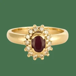 Bague Marguerite Or jaune, Rubis et Diamants