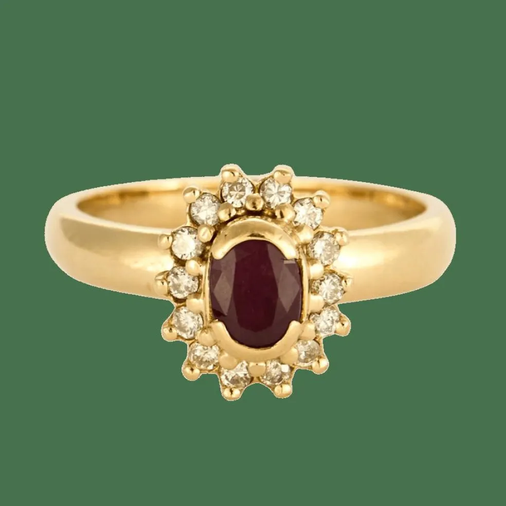 Bague Marguerite Or jaune, Rubis et Diamants