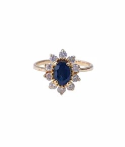 Bague marguerite or jaune saphir et diamant