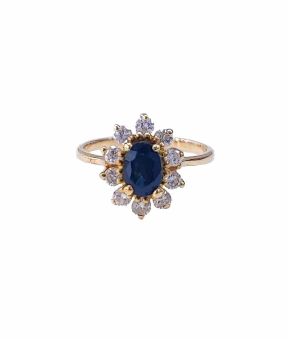 Bague marguerite or jaune saphir et diamant