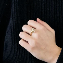 Bague Marguerite or jaune et diamants