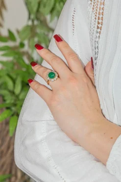 Bague Marguerite Or jaune Emeraude