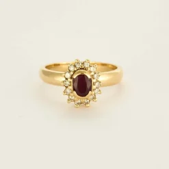 Bague Marguerite Or jaune, Rubis et Diamants