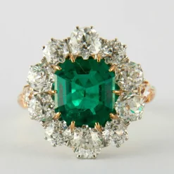 Bague Marguerite Or Jaune Emeraude & Diamants