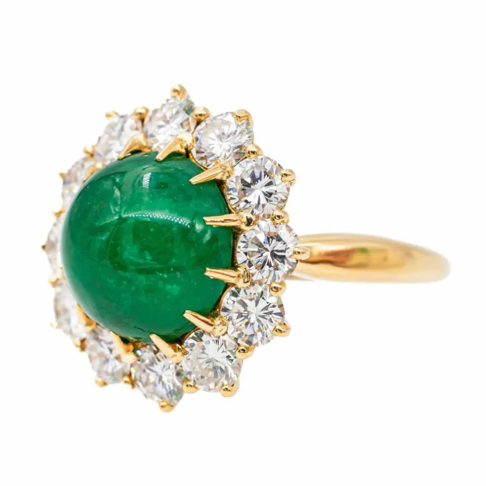 Bague Marguerite Or jaune Emeraude