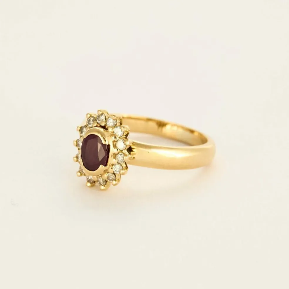 Bague Marguerite Or jaune, Rubis et Diamants