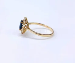 Bague marguerite or jaune saphir et diamant