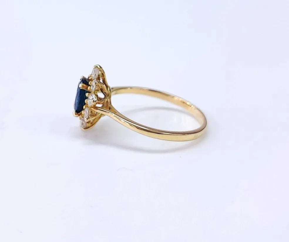 Bague marguerite or jaune saphir et diamant