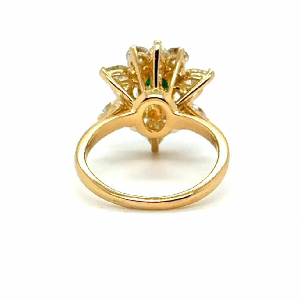 Bague Marguerite Or jaune - Emeraude et Diamants