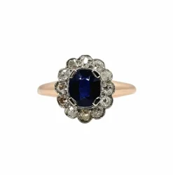 Bague Marguerite Or rose, Platine, Saphir, Diamants