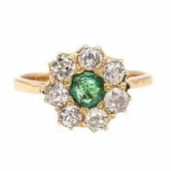 Bague Marguerite Or rose Emeraude