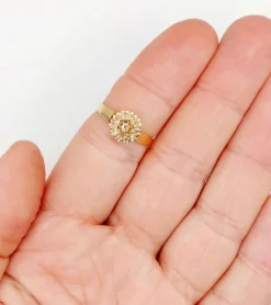 Bague marguerite or rose, diamant taille rose (circa 1900)