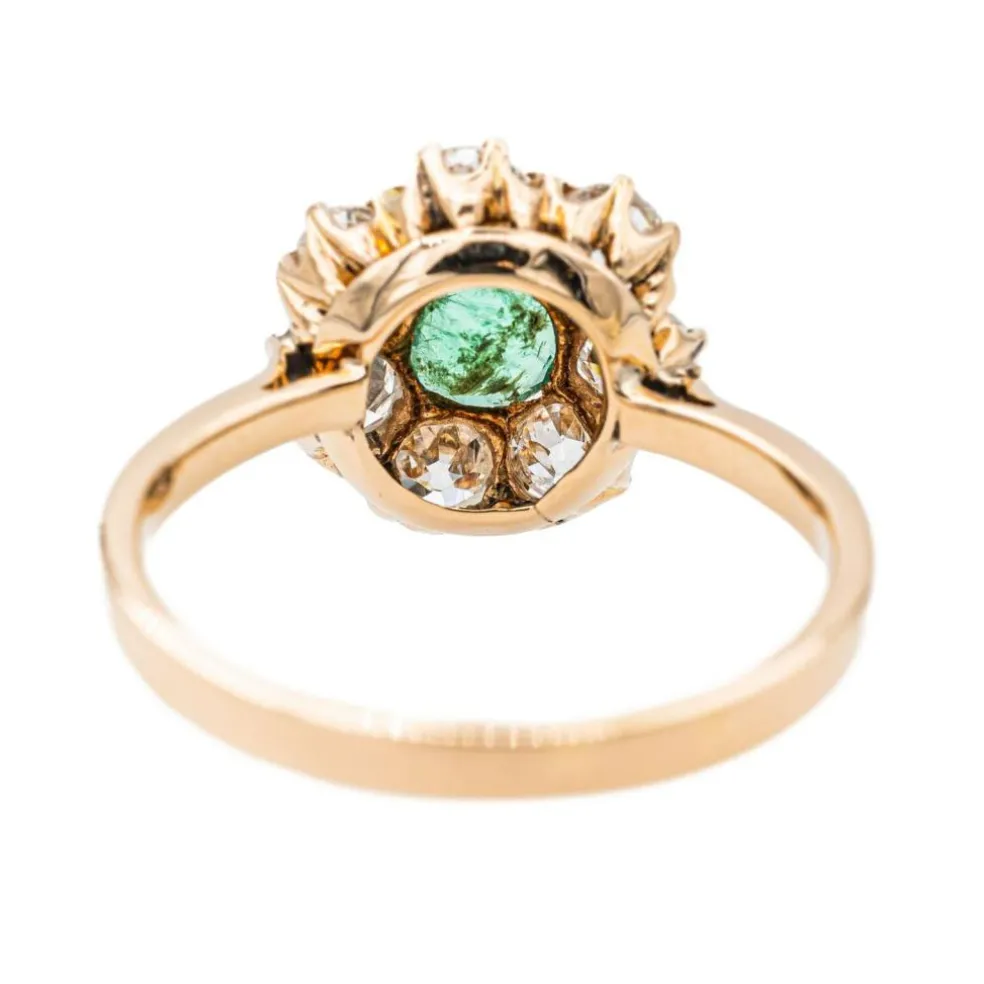 Bague Marguerite Or rose Emeraude