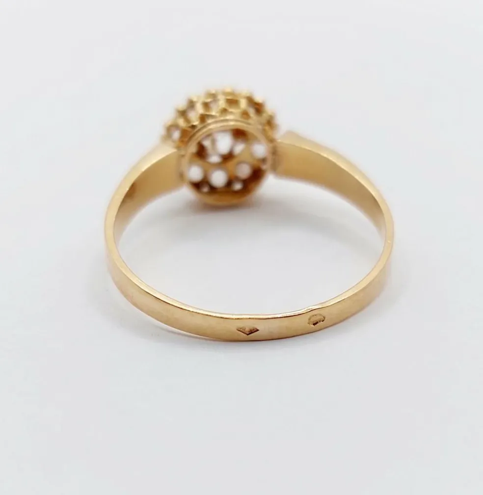 Bague marguerite or rose, diamant taille rose (circa 1900)