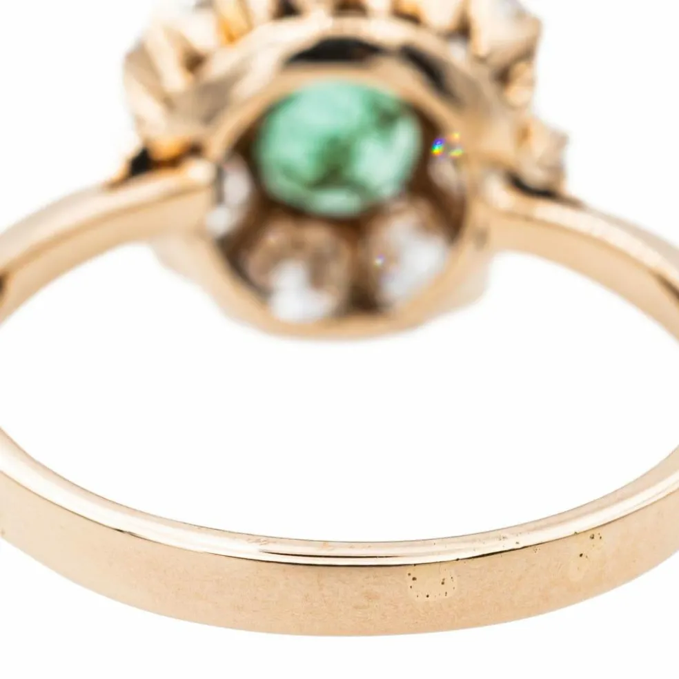 Bague Marguerite Or rose Emeraude