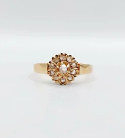 Bague marguerite or rose, diamant taille rose (circa 1900)