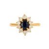 Bague Marguerite Or Saphir Bleu Diamant