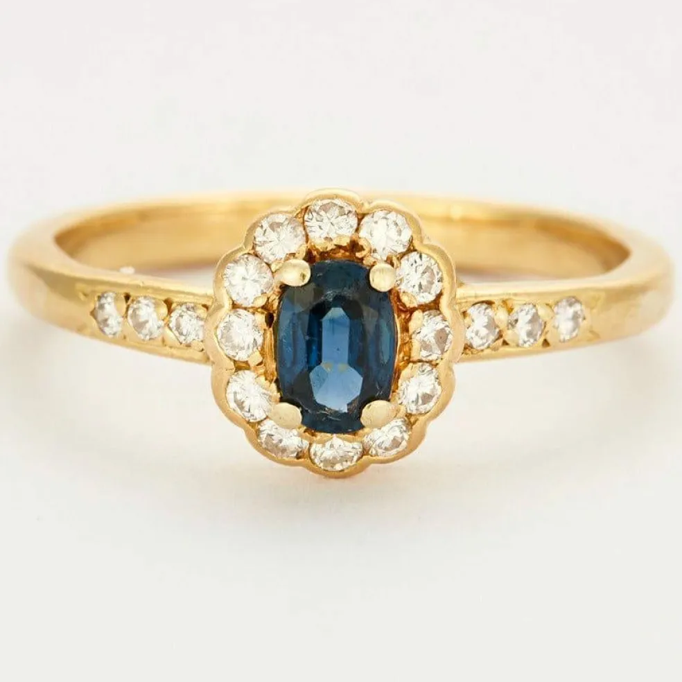 Bague marguerite or saphir et diamants