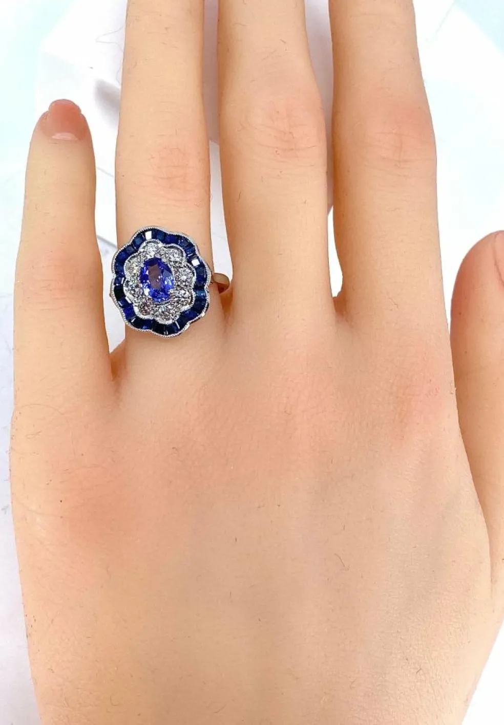 Bague marguerite Or Saphirs Diamants