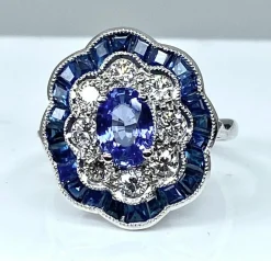 Bague marguerite Or Saphirs Diamants