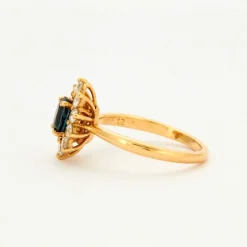 Bague Marguerite Or Saphir Bleu Diamant