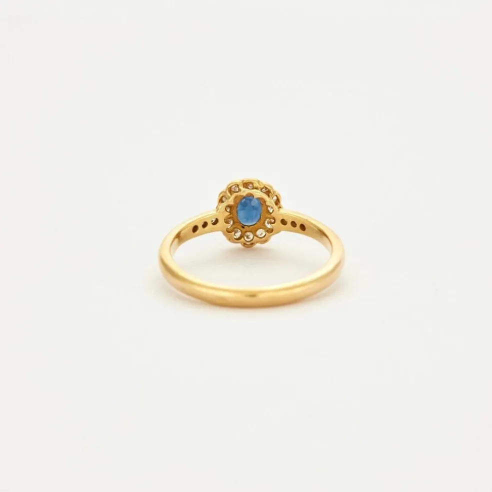 Bague marguerite or saphir et diamants