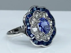 Bague marguerite Or Saphirs Diamants