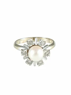 Bague Marguerite Perle et Diamants