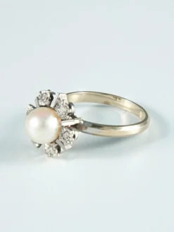 Bague Marguerite Perle et Diamants