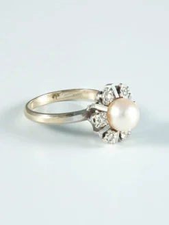 Bague Marguerite Perle et Diamants