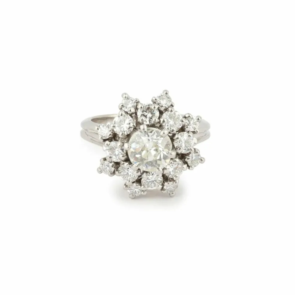 Bague Marguerite platine diamants