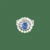 Bague Marguerite platine saphir diamants
