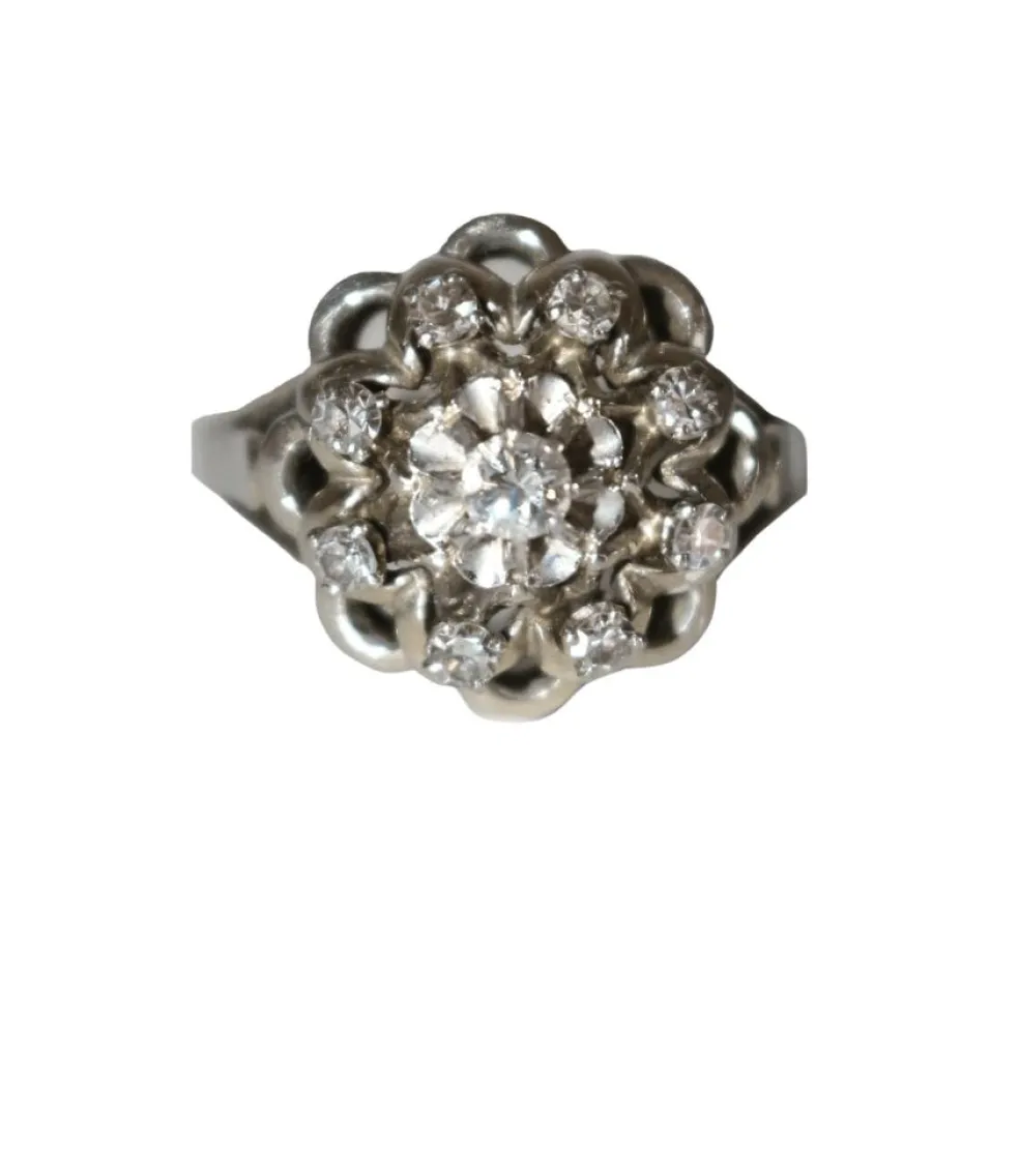 Bague marguerite platine et diamants