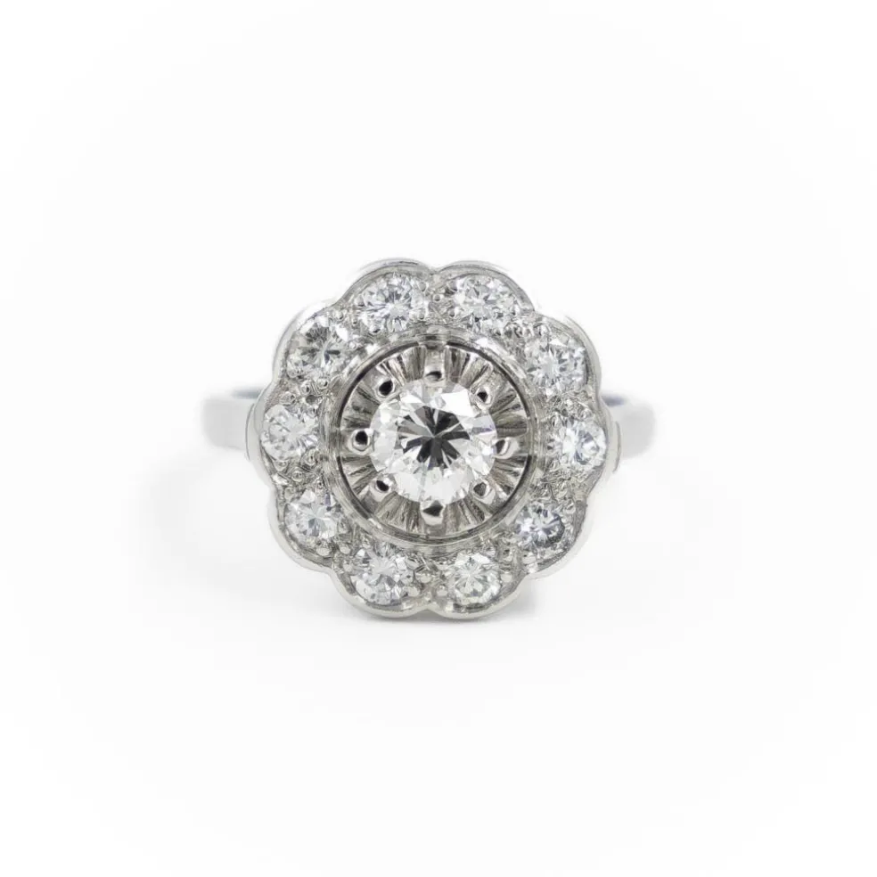 Bague Marguerite Platine Diamant