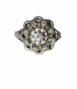 Bague marguerite platine et diamants