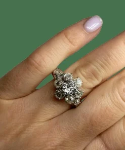 Bague marguerite platine et diamants